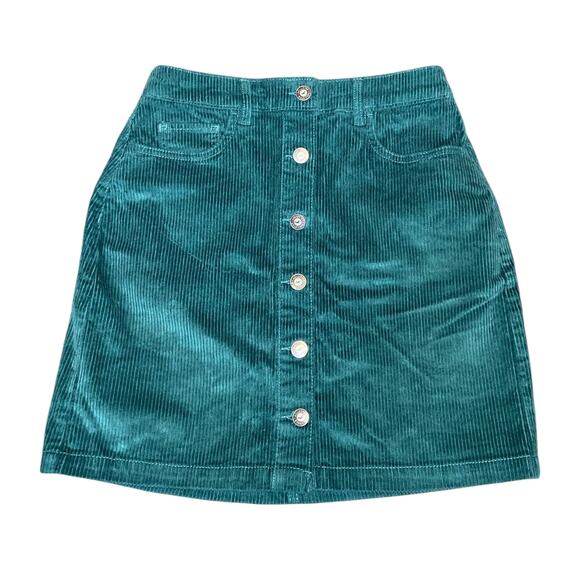 Hollister Dresses & Skirts - Hollister Green Corduroy Skirt with Button Front Ultra High Waist Pockets size S